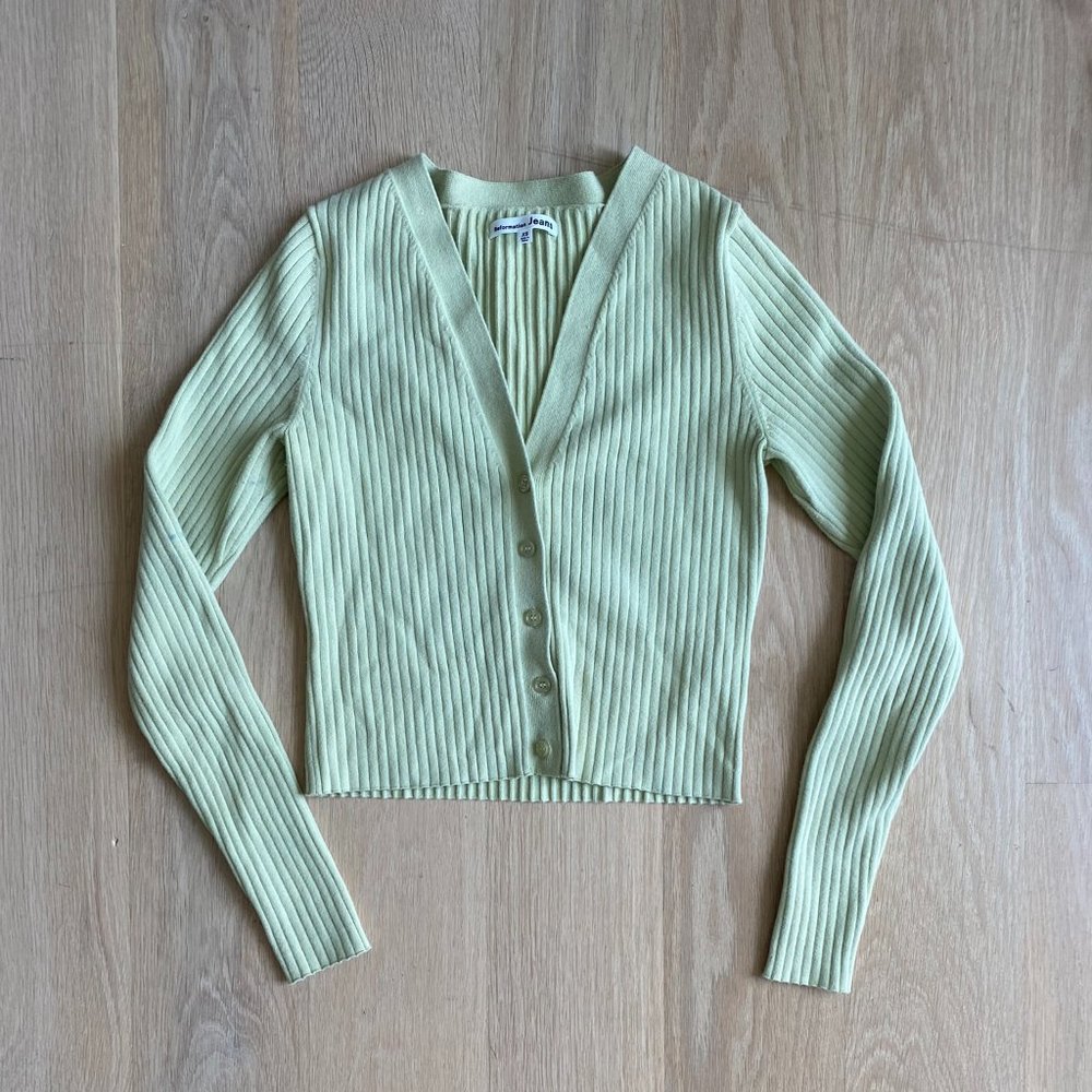 Reformation Light Green Buttoned Sweater Top